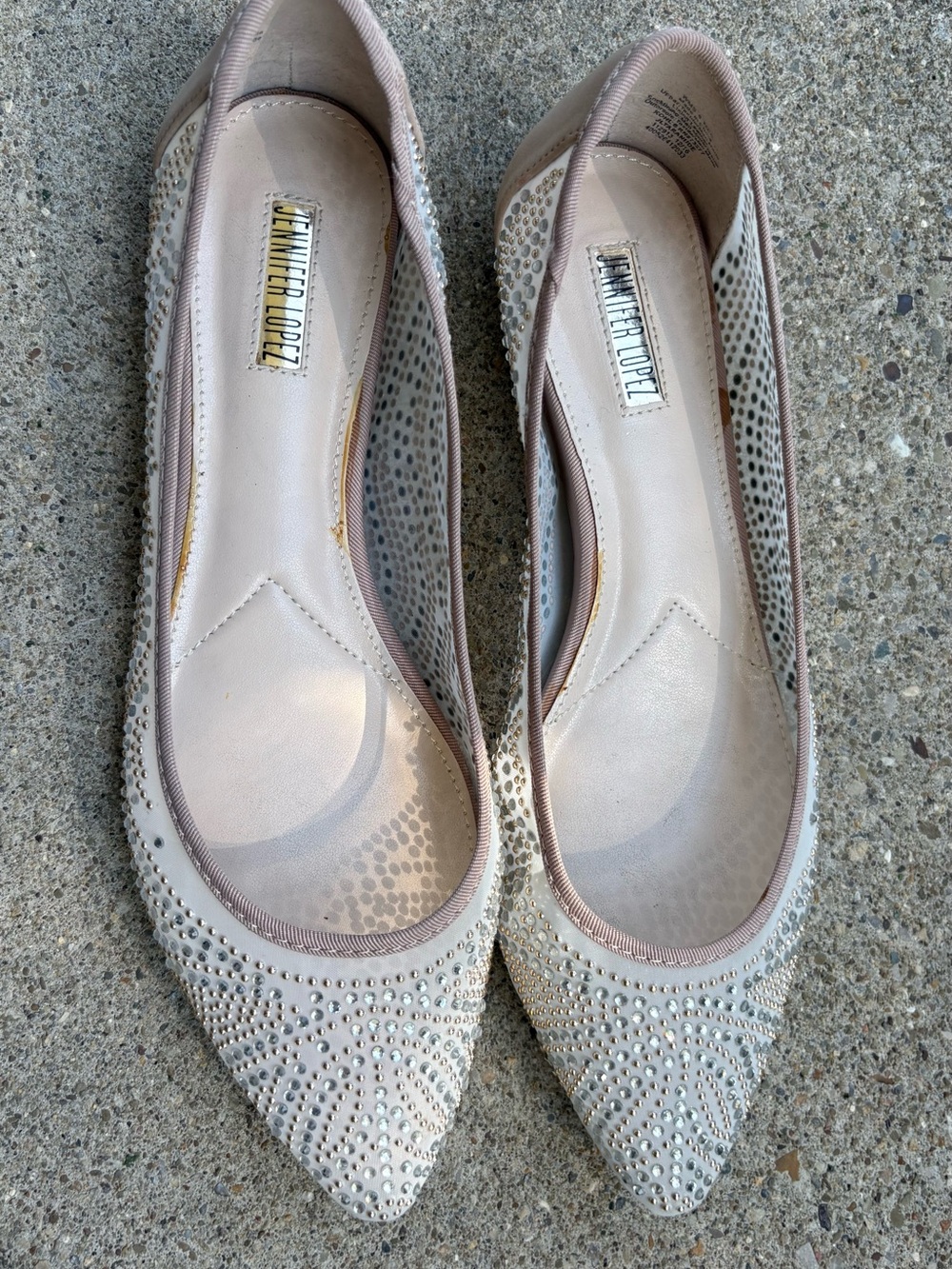 Jennifer Lopez Tracy Crystal  Rhinestone Studded Pointed Toe Ballerina Flats 8M